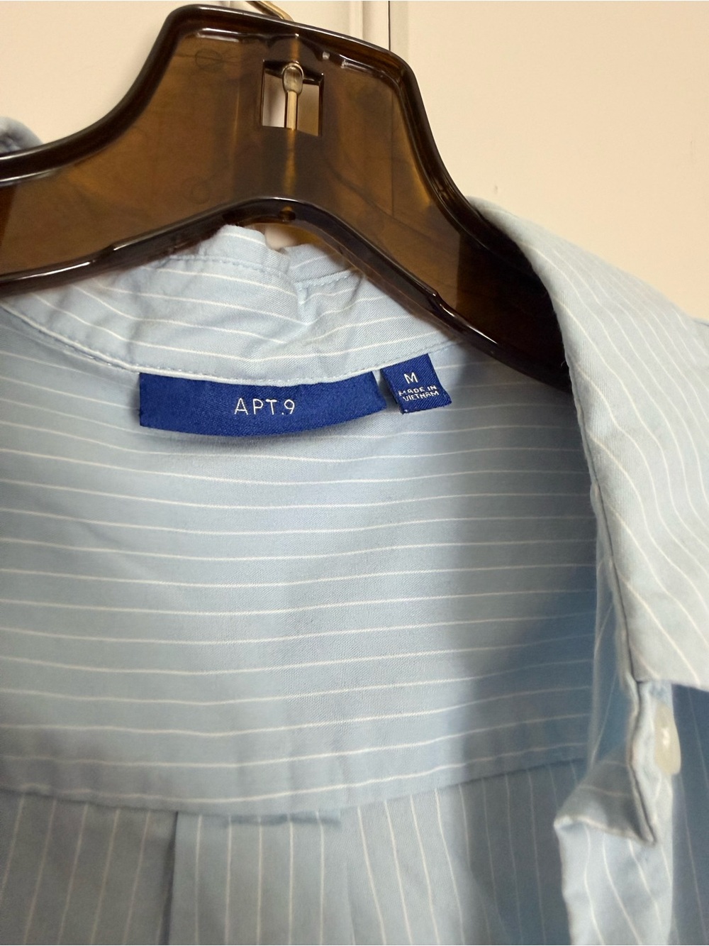 Apt. 9 Light Blue and White Pinstripe Button up